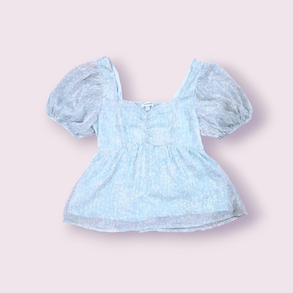 Babydoll milkmaid shoujo girl pastel green floral top